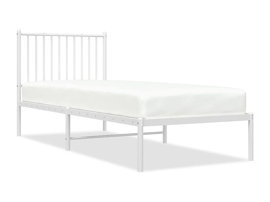 Lit simple | Lit adulte, enfant | Cadre de lit métal avec tête de lit blanc 80x200cm