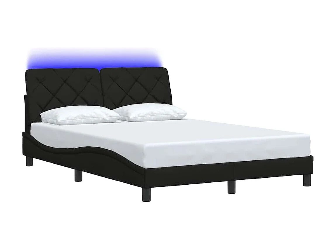 Lit double | Lit adulte | Cadre de lit avec LED noir 140x200 cm tissu