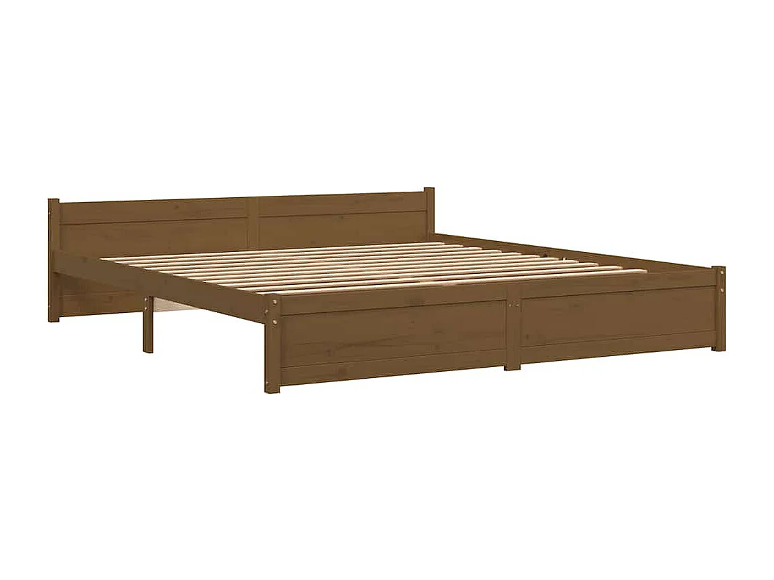 Lit double | Lit adulte | Cadre de lit marron miel bois massif 200x200 cm