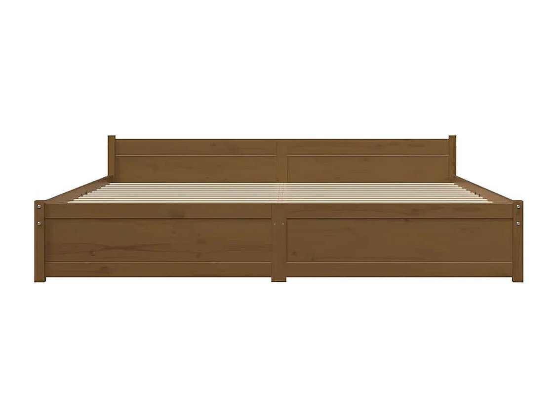 Lit double | Lit adulte | Cadre de lit marron miel bois massif 200x200 cm