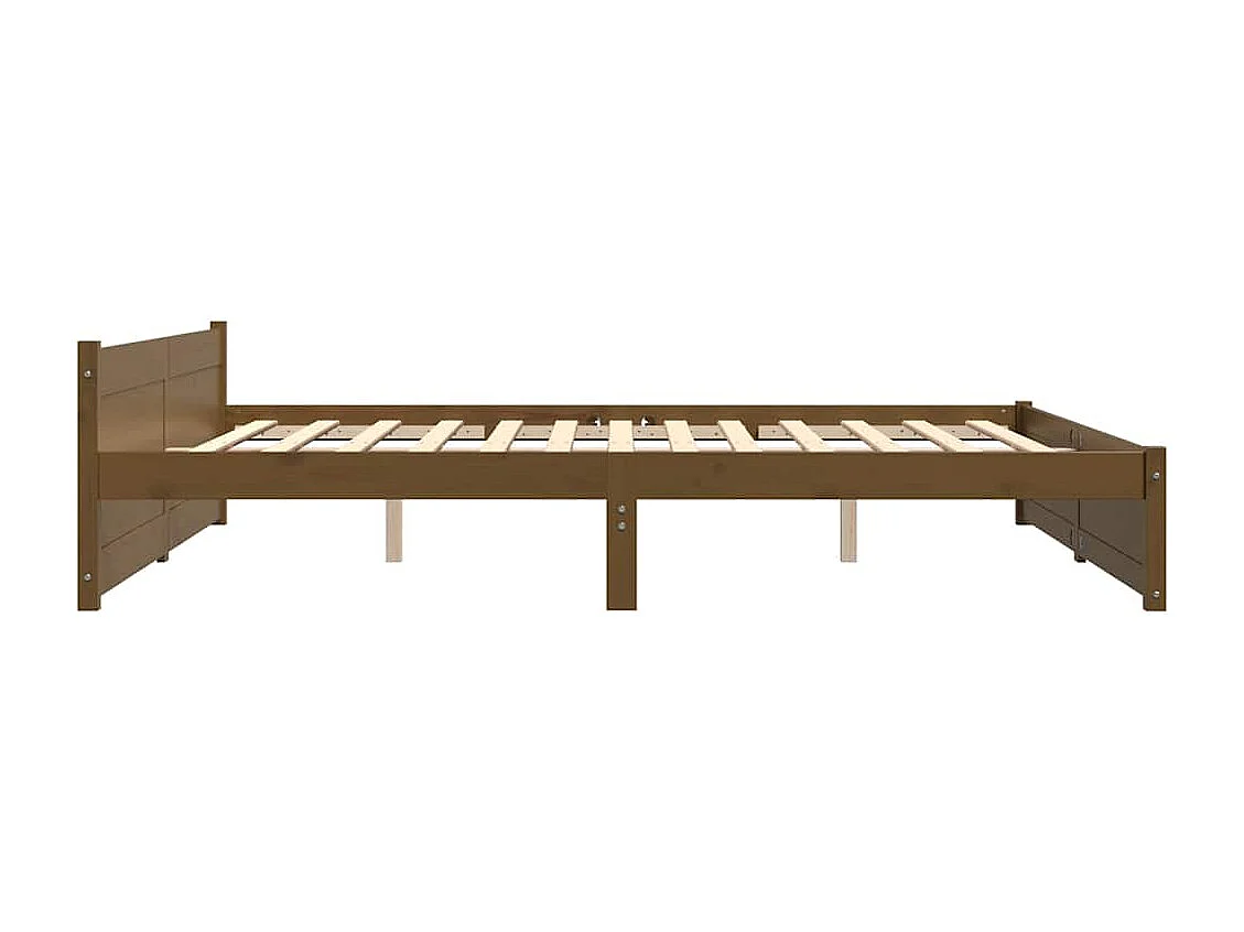 Lit double | Lit adulte | Cadre de lit marron miel bois massif 200x200 cm