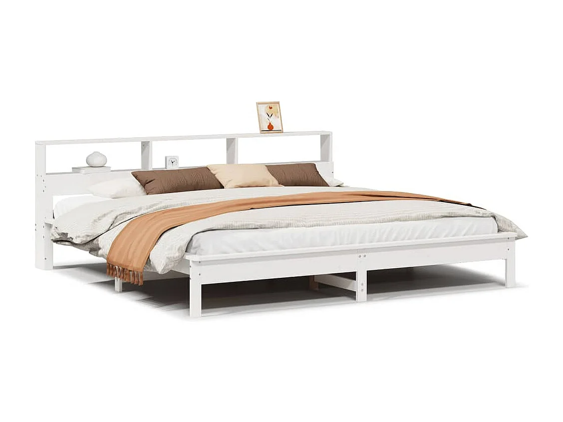 Lit double | Lit adulte | Cadre de lit blanc 200x200 cm bois massif de pin