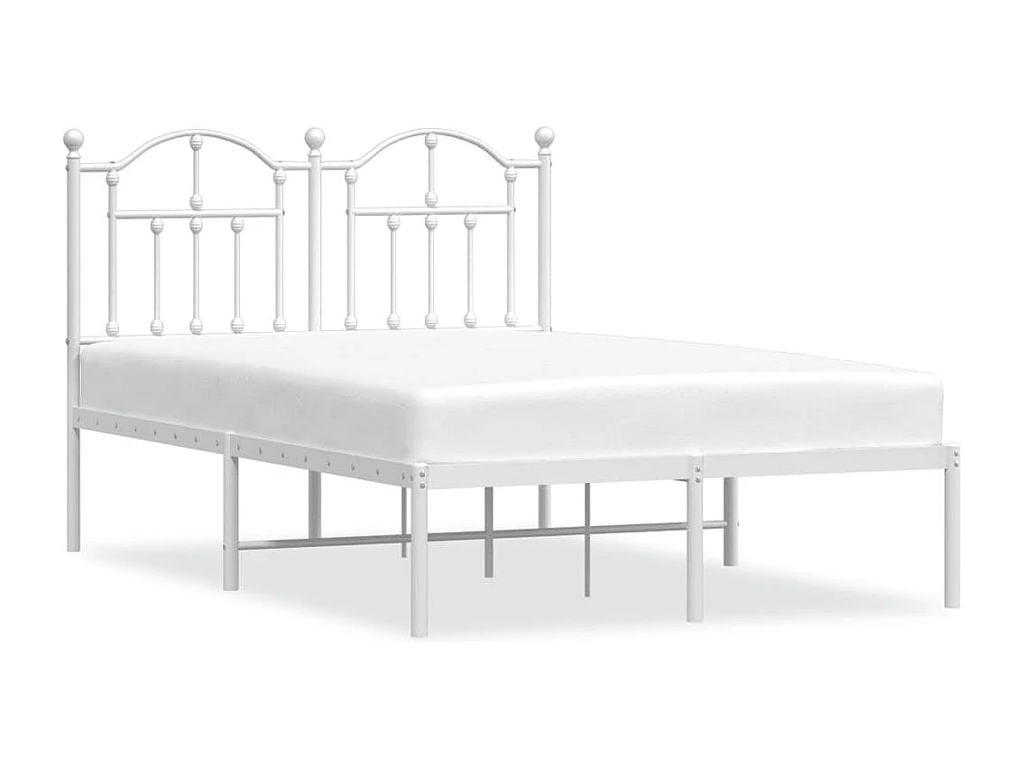 Lit simple | Lit adulte, enfant | Cadre de lit métal et tête de lit blanc 120x190 cm