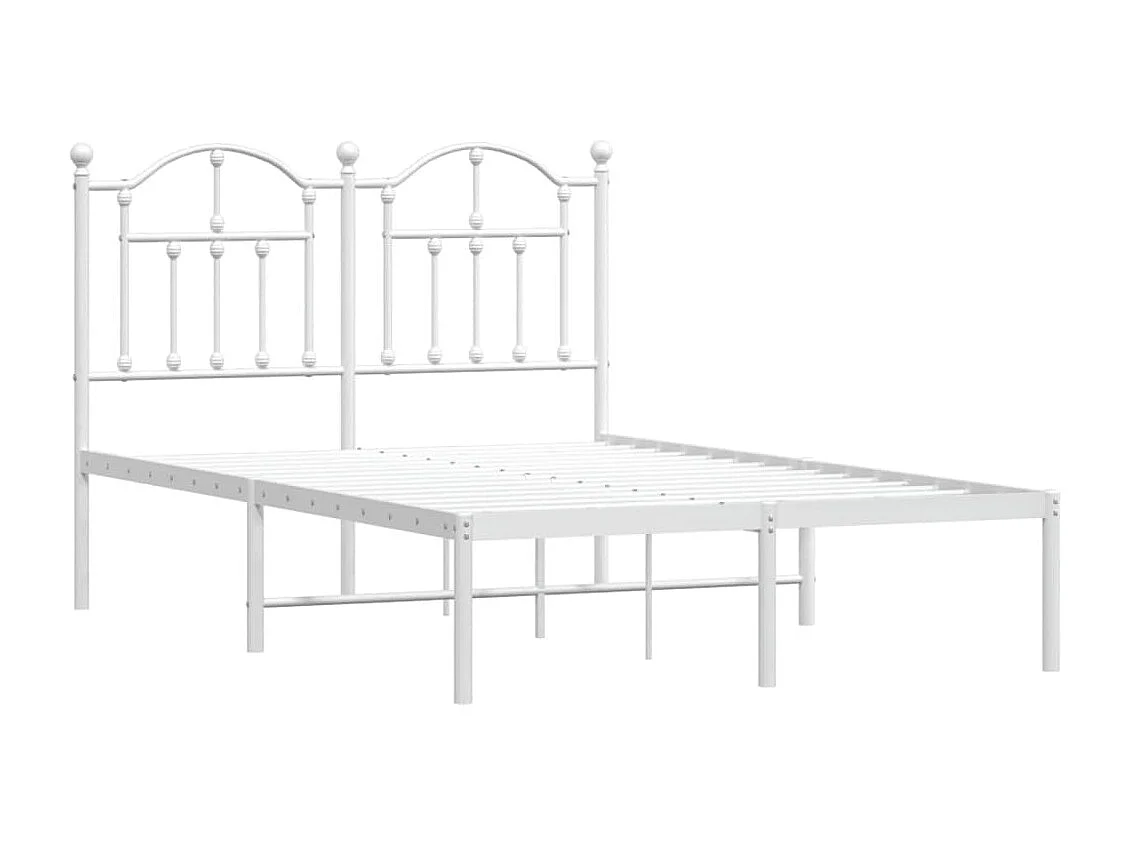 Lit simple | Lit adulte, enfant | Cadre de lit métal et tête de lit blanc 120x190 cm