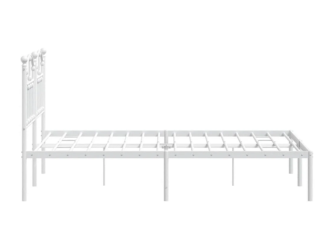 Lit simple | Lit adulte, enfant | Cadre de lit métal et tête de lit blanc 120x190 cm