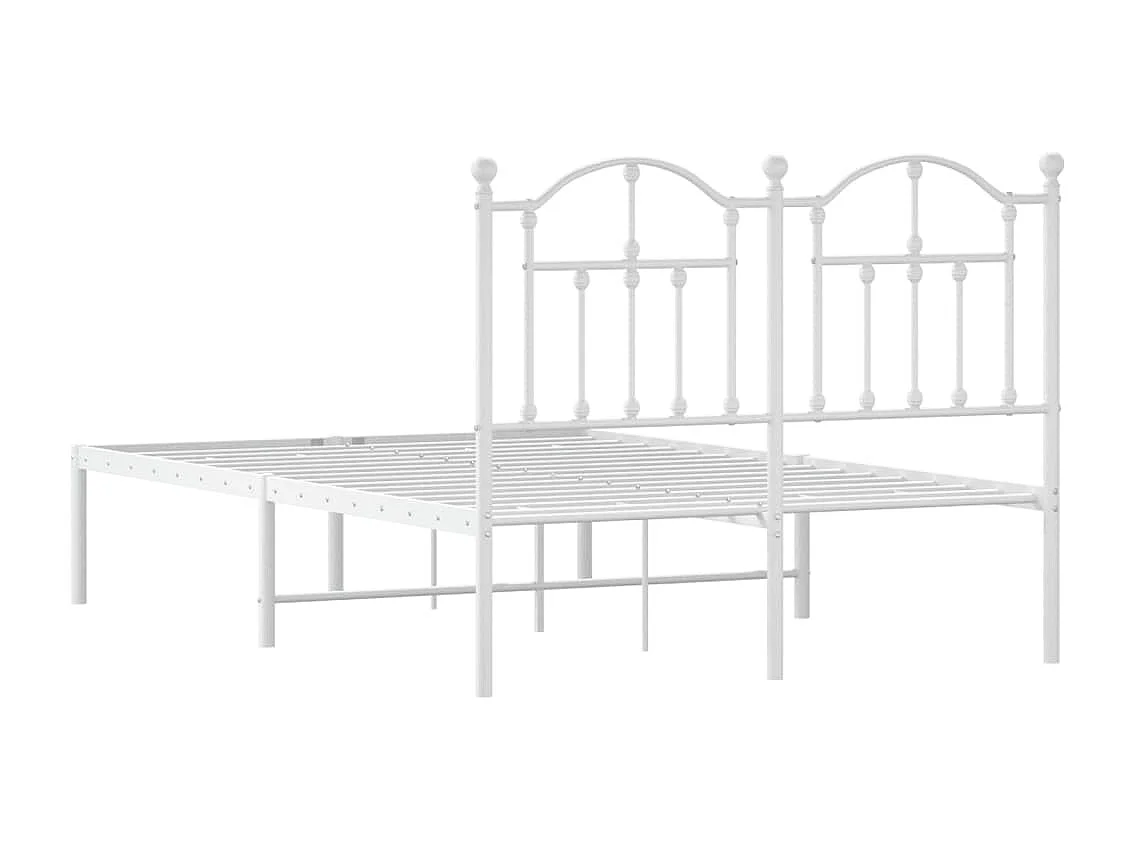 Lit simple | Lit adulte, enfant | Cadre de lit métal et tête de lit blanc 120x190 cm