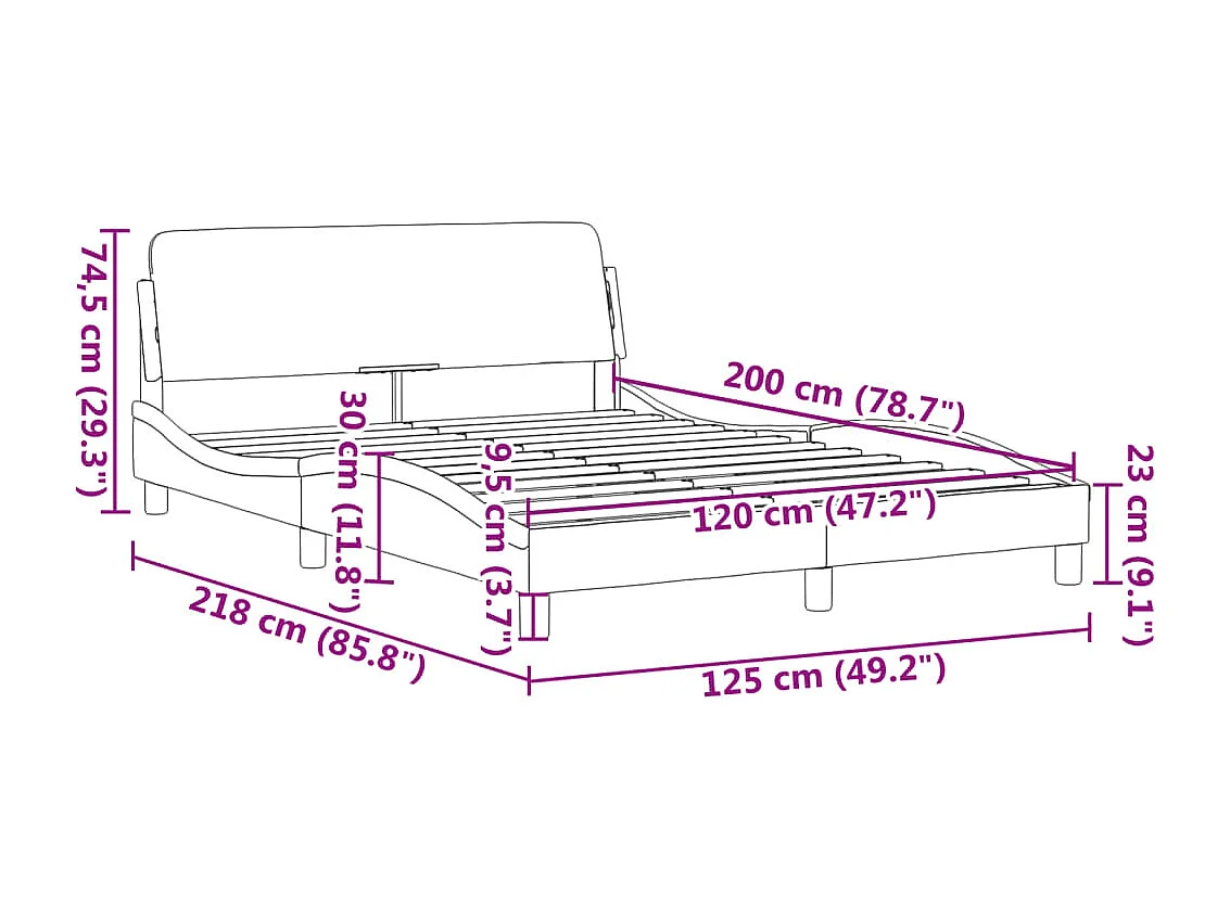 Lit simple | Lit adulte, enfant | Cadre de lit blanc 120x200 cm similicuir