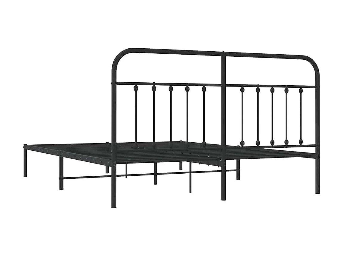 Lit double | Lit adulte | Cadre de lit métal avec tête de lit noir 183x213cm