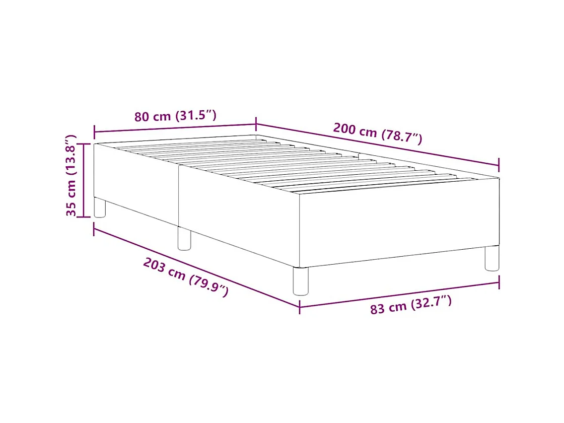 Lit simple | Lit adulte, enfant | Cadre de lit Bleu 80x200 cm Tissu en velours côtelé