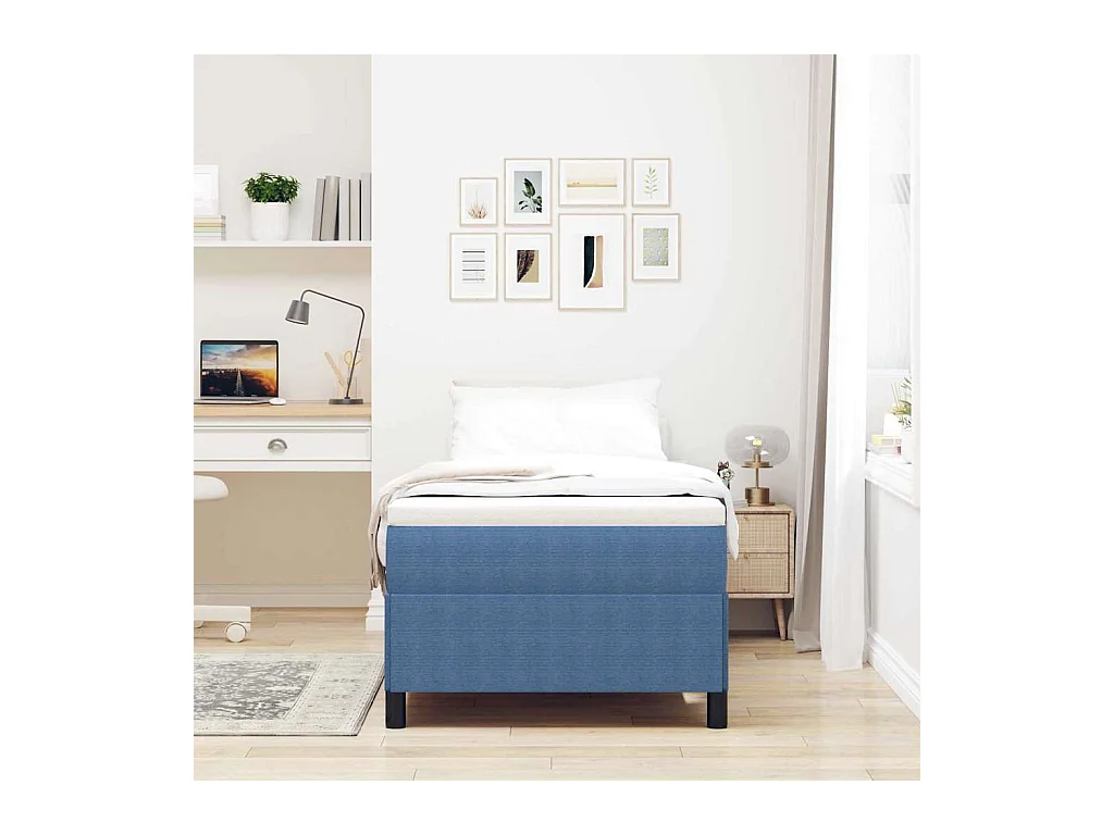 Lit simple | Lit adulte, enfant | Cadre de lit Bleu 80x200 cm Tissu en velours côtelé