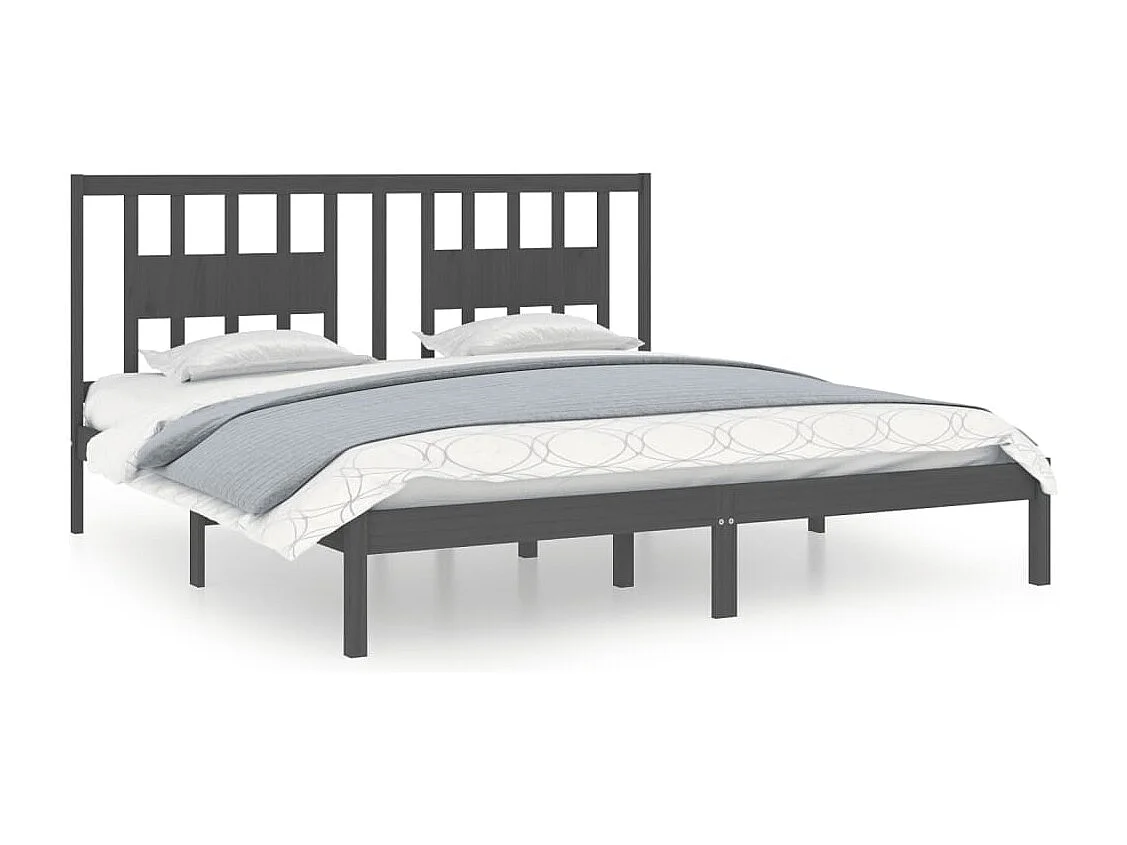Lit double | Lit adulte | Cadre de lit gris bois massif 200x200 cm