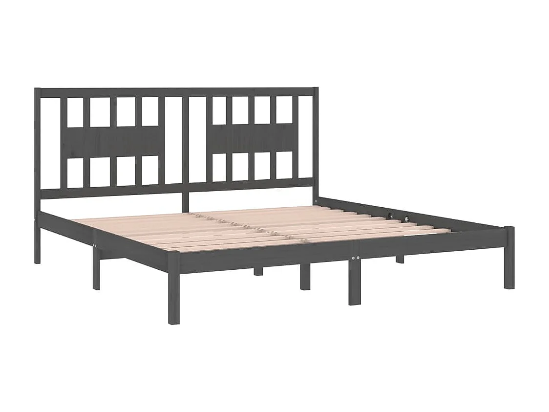Lit double | Lit adulte | Cadre de lit gris bois massif 200x200 cm