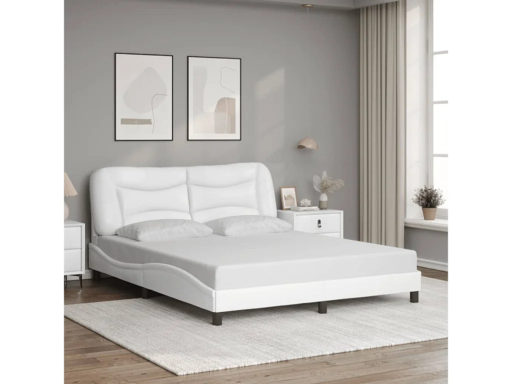 Lit double | Lit adulte | Cadre de lit blanc 160x200 cm similicuir