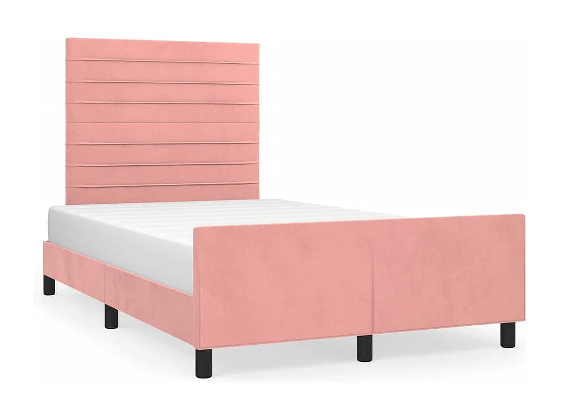 Lit simple | Lit adulte, enfant | Cadre de lit rose 120x200 cm velours