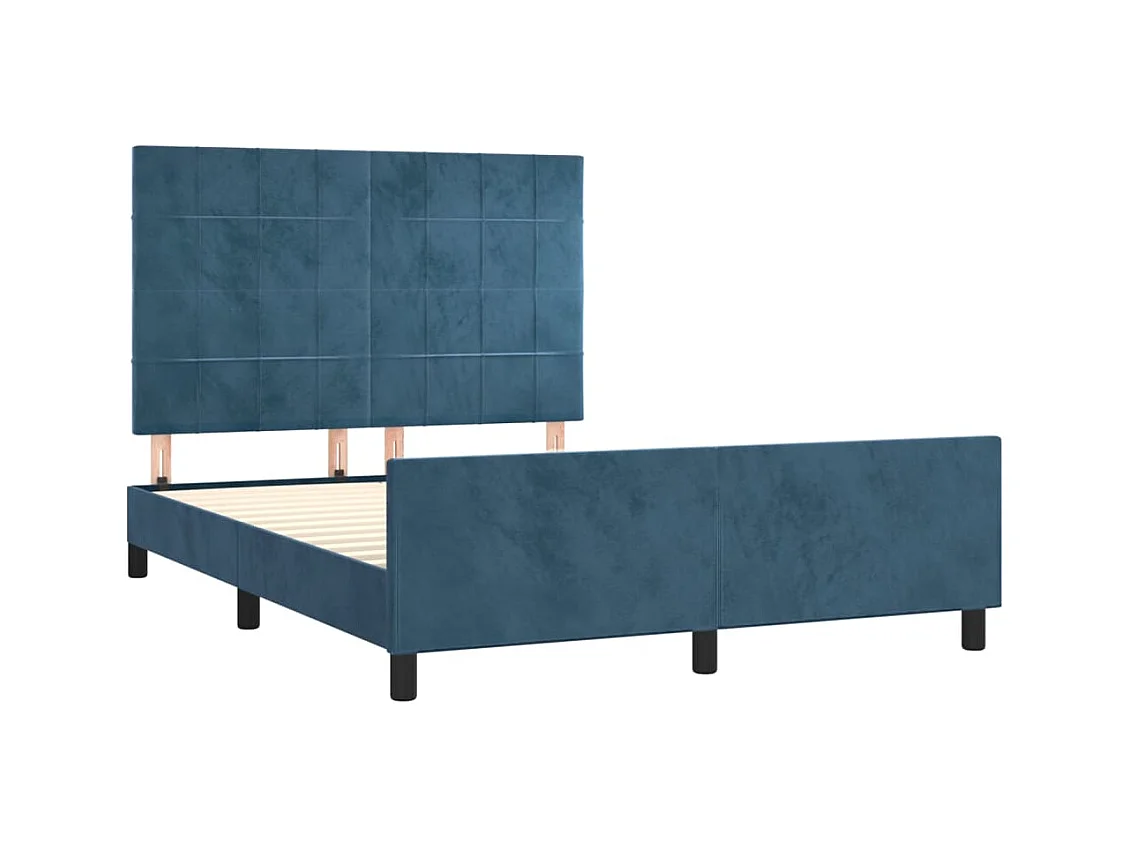 Lit double | Lit adulte | Cadre de lit bleu foncé 140x190 cm velours