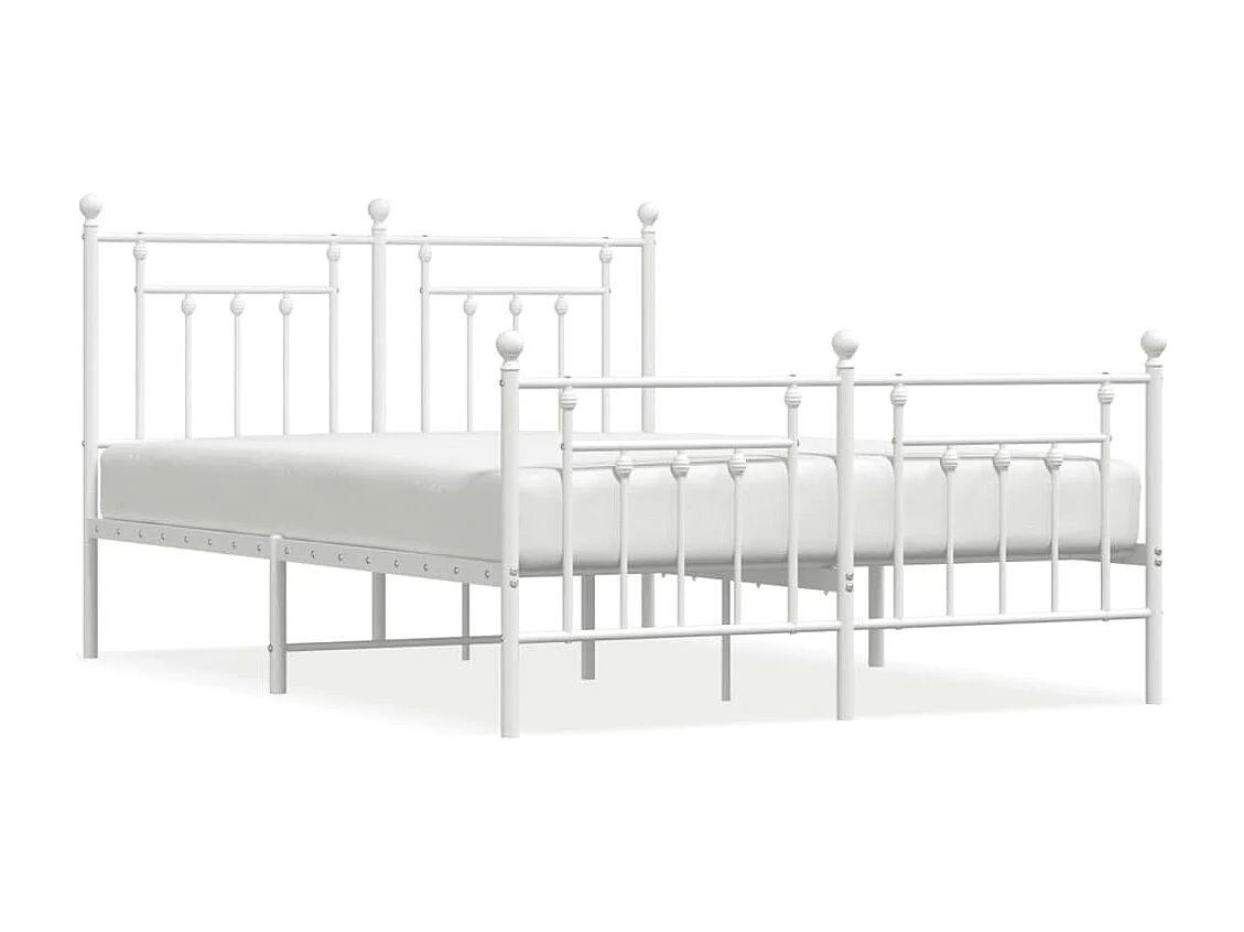 Lit double | Lit adulte | Cadre de lit métal et pied de lit blanc 140x200 cm