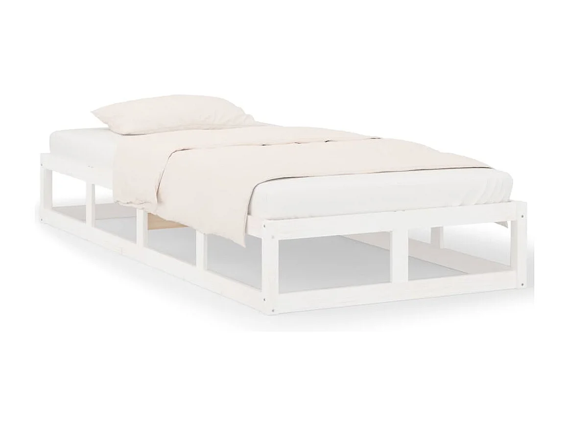 Lit simple | Lit adulte, enfant | Cadre de lit blanc 90x200 cm bois massif