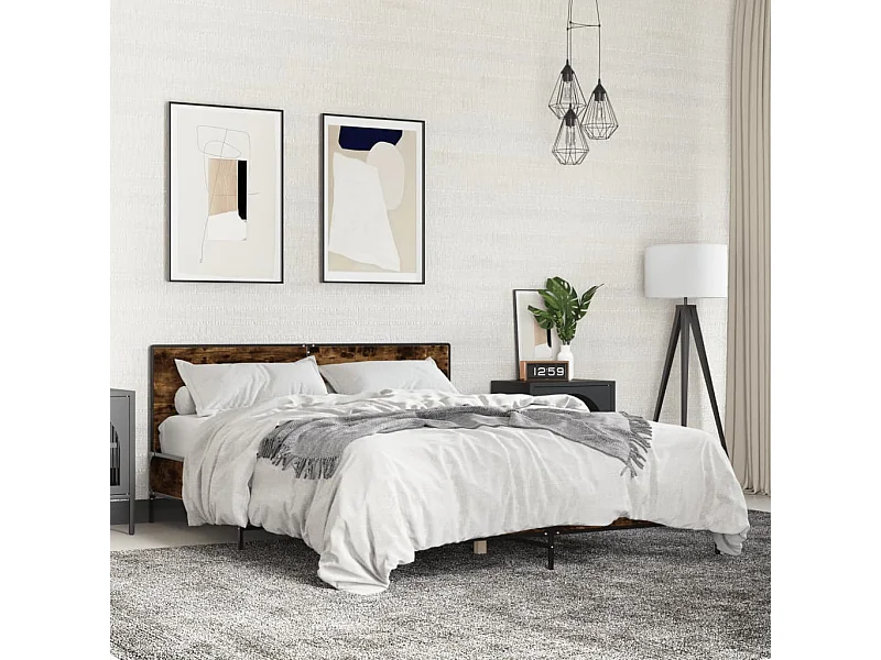 Lit double | Lit adulte | Cadre de lit chêne fumé 160x200 cm