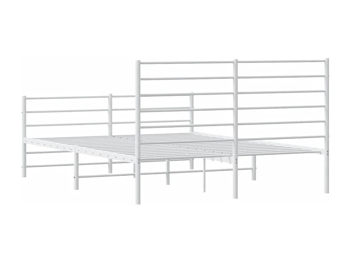 Lit simple | Lit adulte, enfant | Cadre de lit métal et pied de lit blanc 120x200 cm