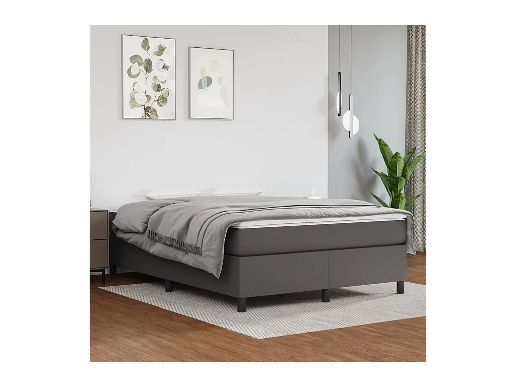 Lit double | Lit adulte | Cadre de lit gris 140x190 cm similicuir