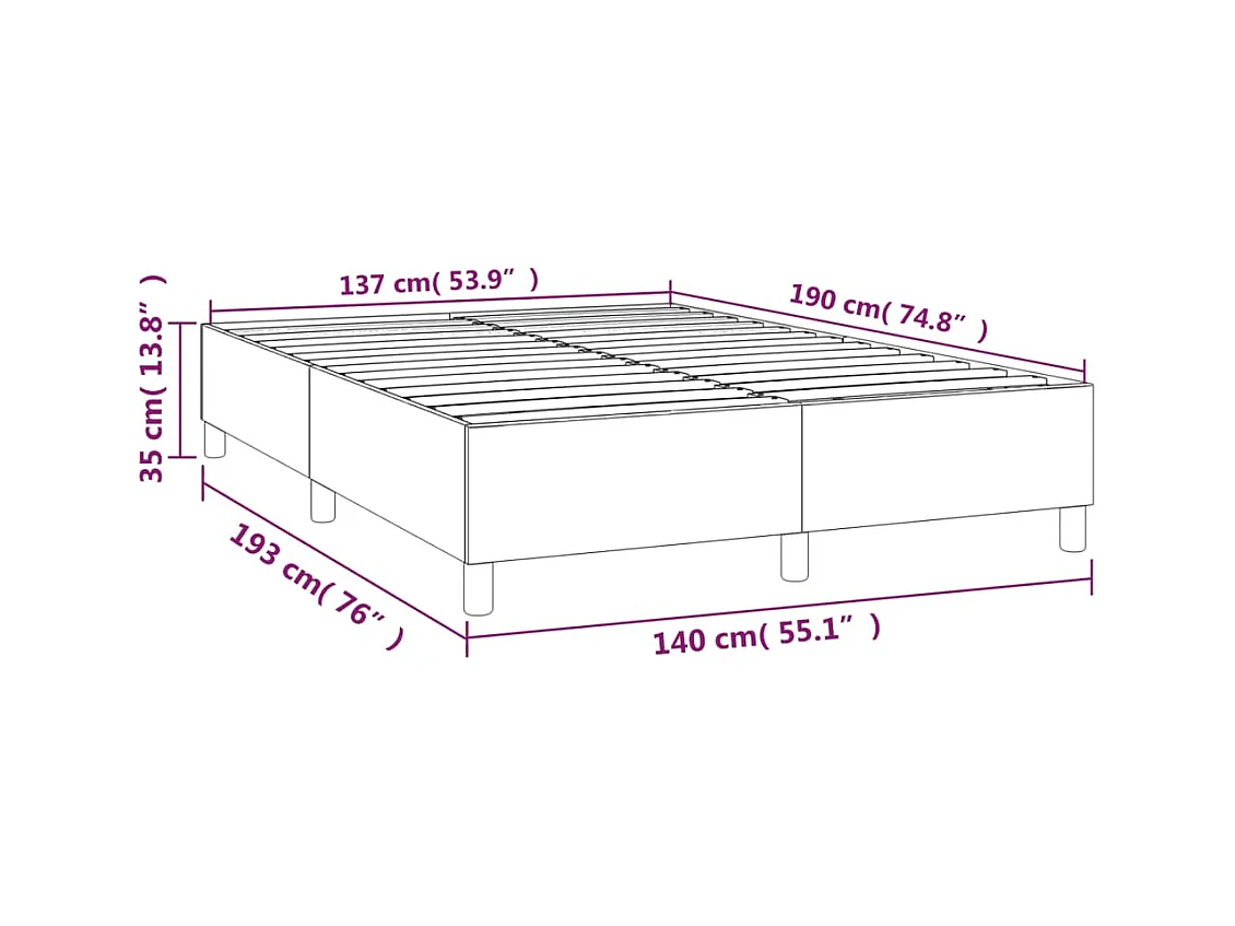 Lit double | Lit adulte | Cadre de lit gris 140x190 cm similicuir