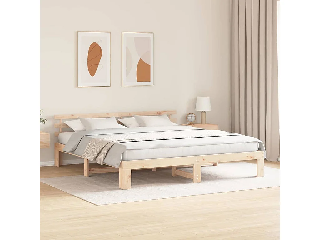 Lit double | Lit adulte | Cadre de lit Marron 200x200 cm Bois de pin massif
