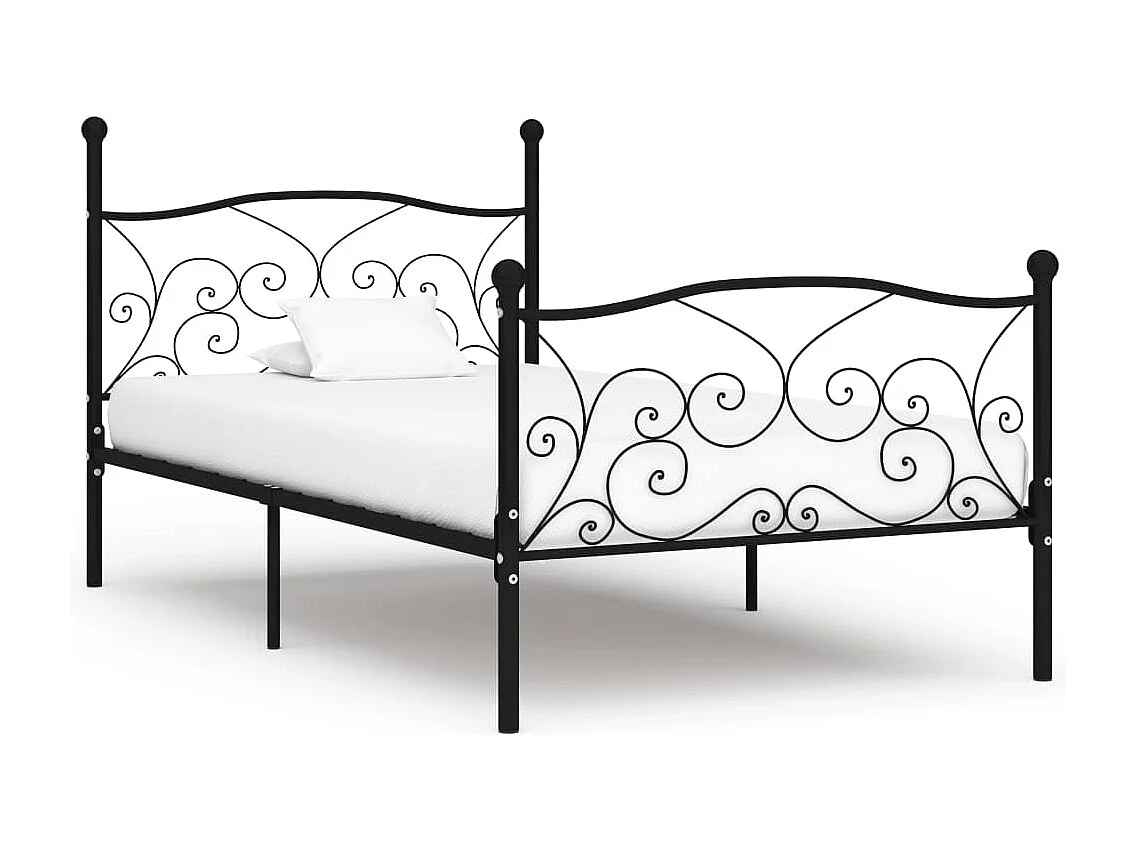 Lit simple | Lit adulte, enfant | Cadre de lit avec sommier à lattes métal 90x200 cm