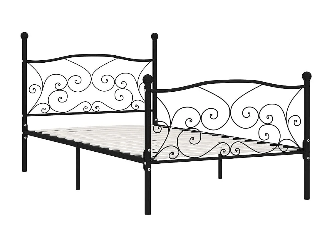 Lit simple | Lit adulte, enfant | Cadre de lit avec sommier à lattes métal 90x200 cm