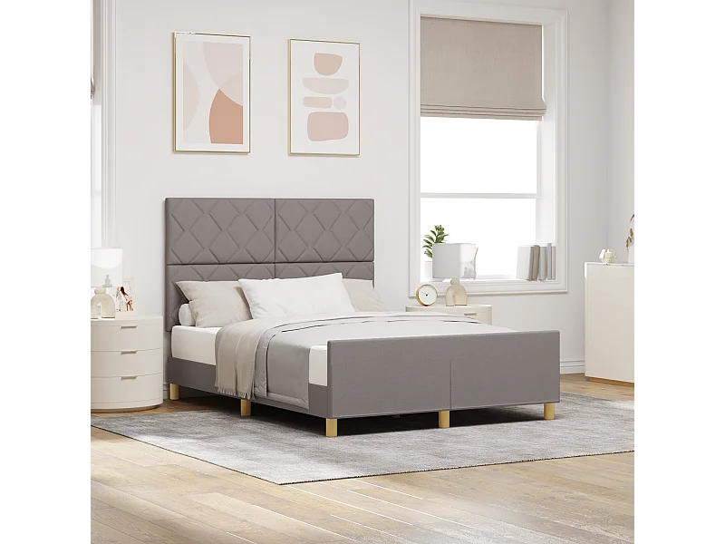 Lit double | Lit adulte | Cadre de lit avec tête de lit Taupe 160x200 cm tissu