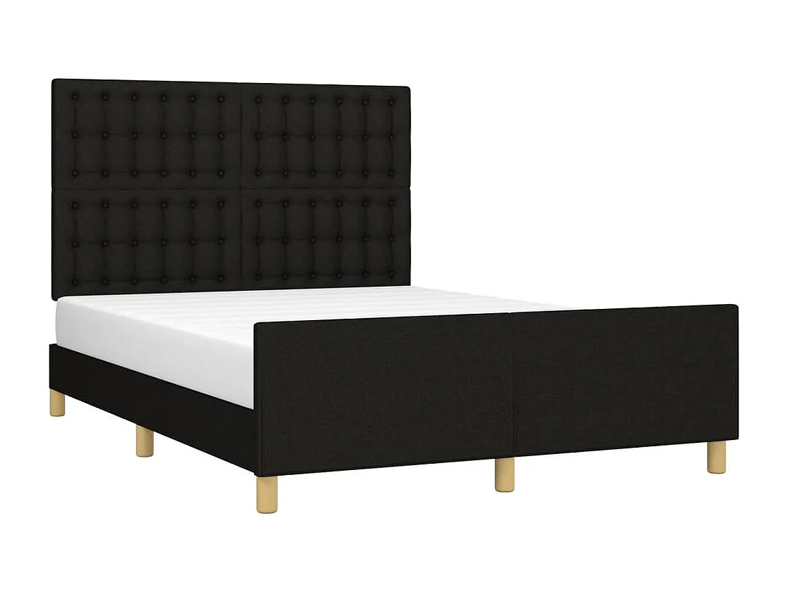 Lit double | Lit adulte | Cadre de lit noir 140x190 cm tissu