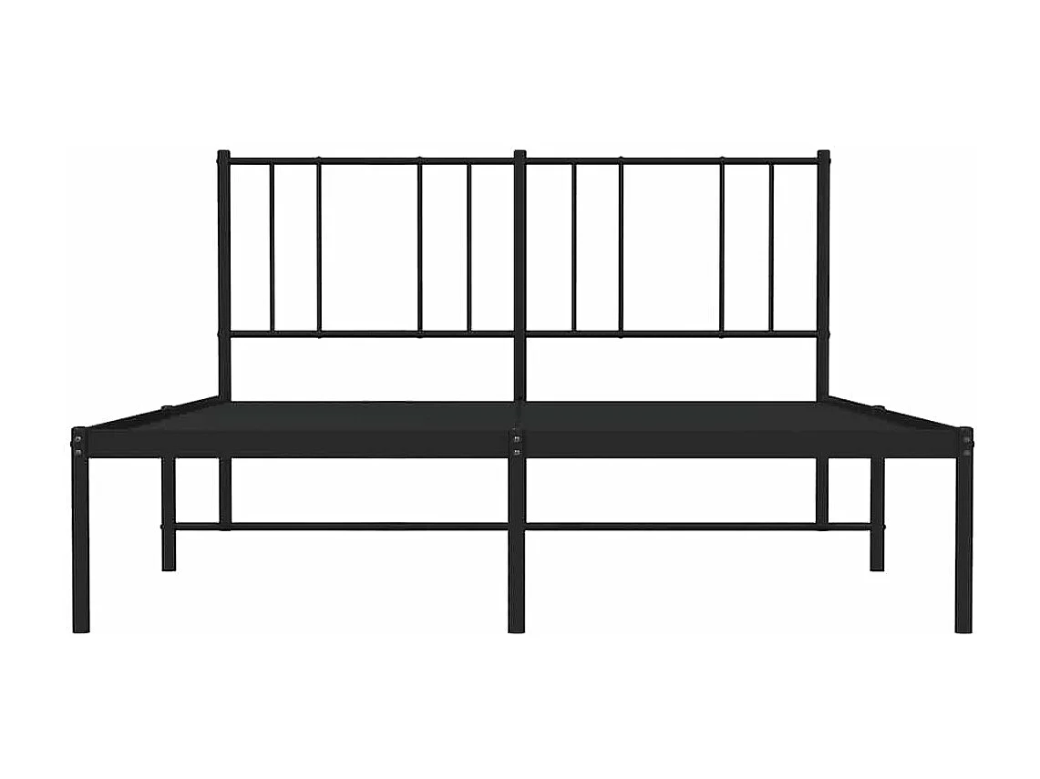 Lit double | Lit adulte | Cadre de lit métal avec tête de lit noir 150x200cm
