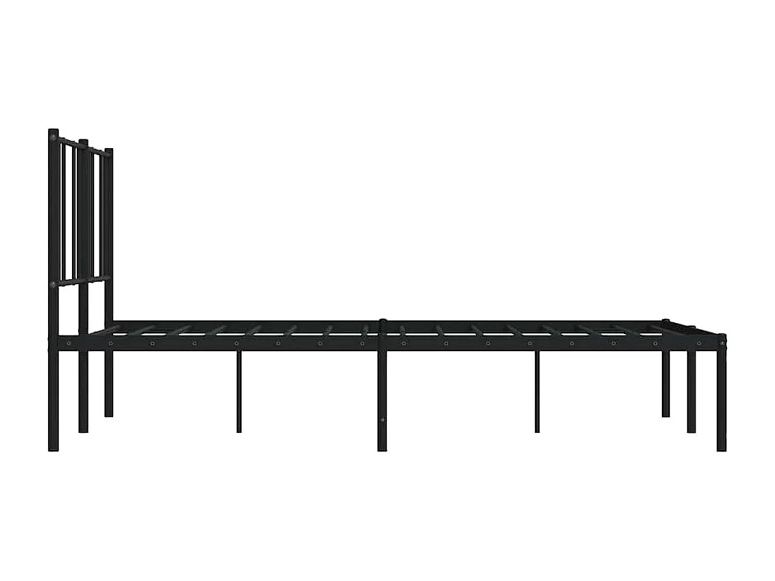 Lit double | Lit adulte | Cadre de lit métal avec tête de lit noir 150x200cm