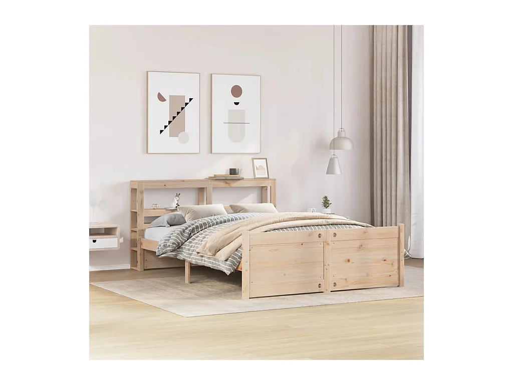 Letto per adulti | Letto singolo | Giroletto con Testiera 120x190 cm in Legno Massello di Pino