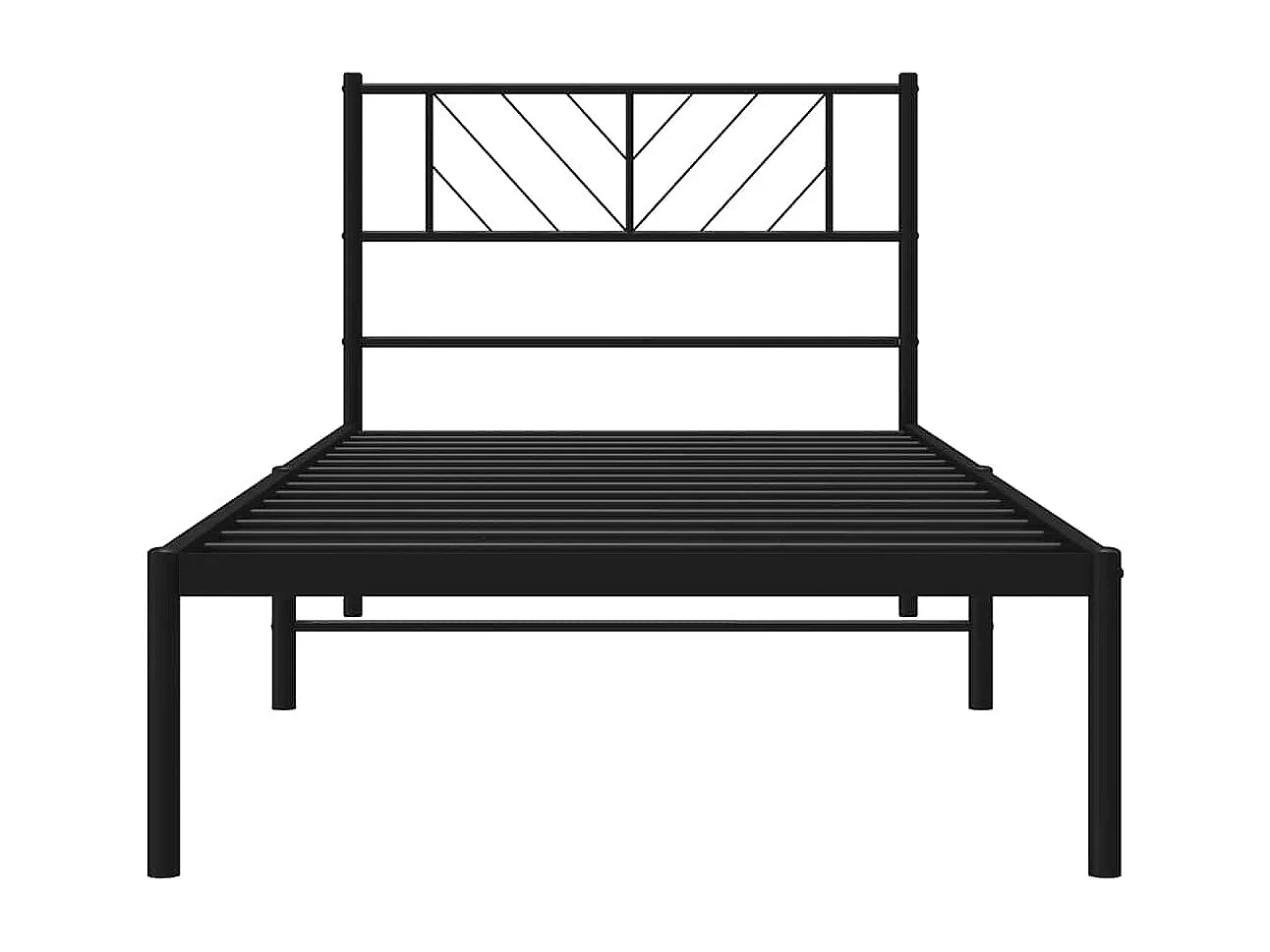 Lit simple | Lit adulte, enfant | Cadre de lit métal avec tête de lit noir 100x200cm