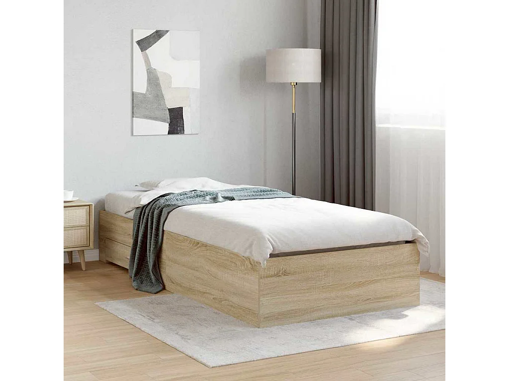 Lit simple | Lit adulte, enfant | Cadre de lit Marron 90x190 cm Bois d'ingénierie