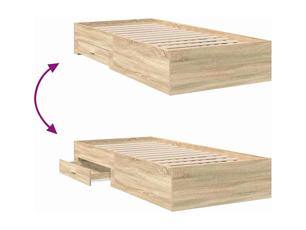 Lit simple | Lit adulte, enfant | Cadre de lit Marron 90x190 cm Bois d'ingénierie