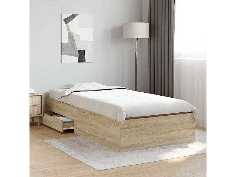 Lit simple | Lit adulte, enfant | Cadre de lit Marron 90x190 cm Bois d'ingénierie