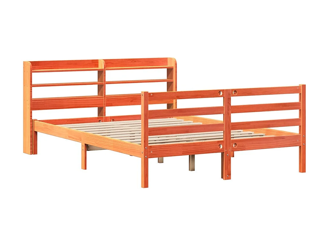 Lit double | Lit adulte | Cadre de lit cire marron 140x190cm bois pin massif