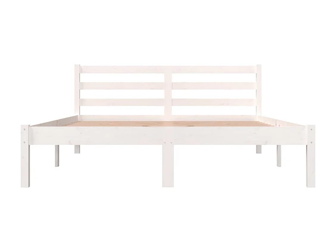 Lit double | Lit adulte | Cadre de lit bois de pin massif 140x190 cm blanc