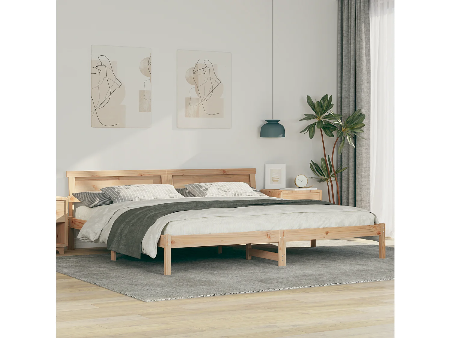 Lit double | Lit adulte | Cadre de lit Marron 180x200 cm Bois massif en pin