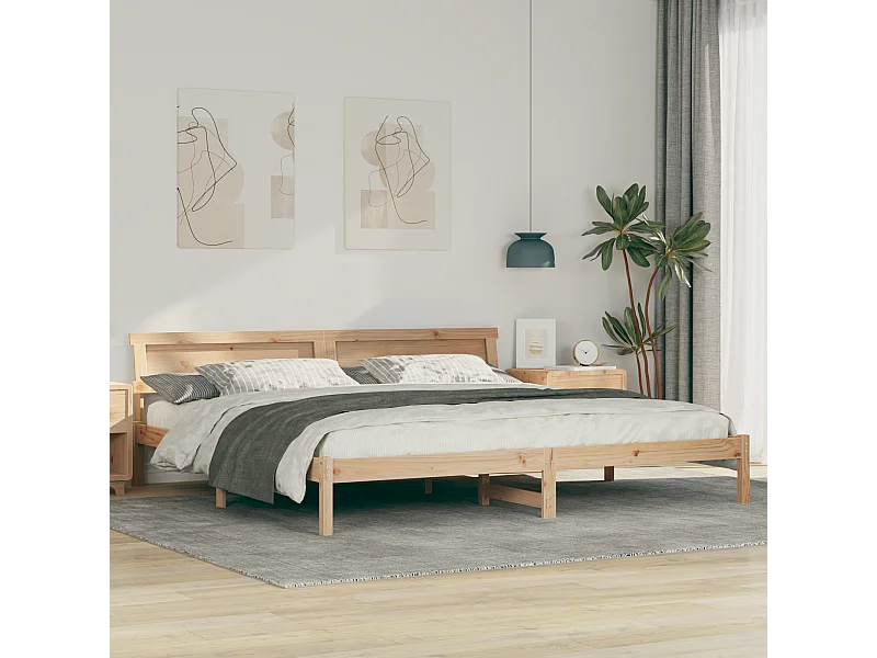 Lit double | Lit adulte | Cadre de lit Marron 180x200 cm Bois massif en pin