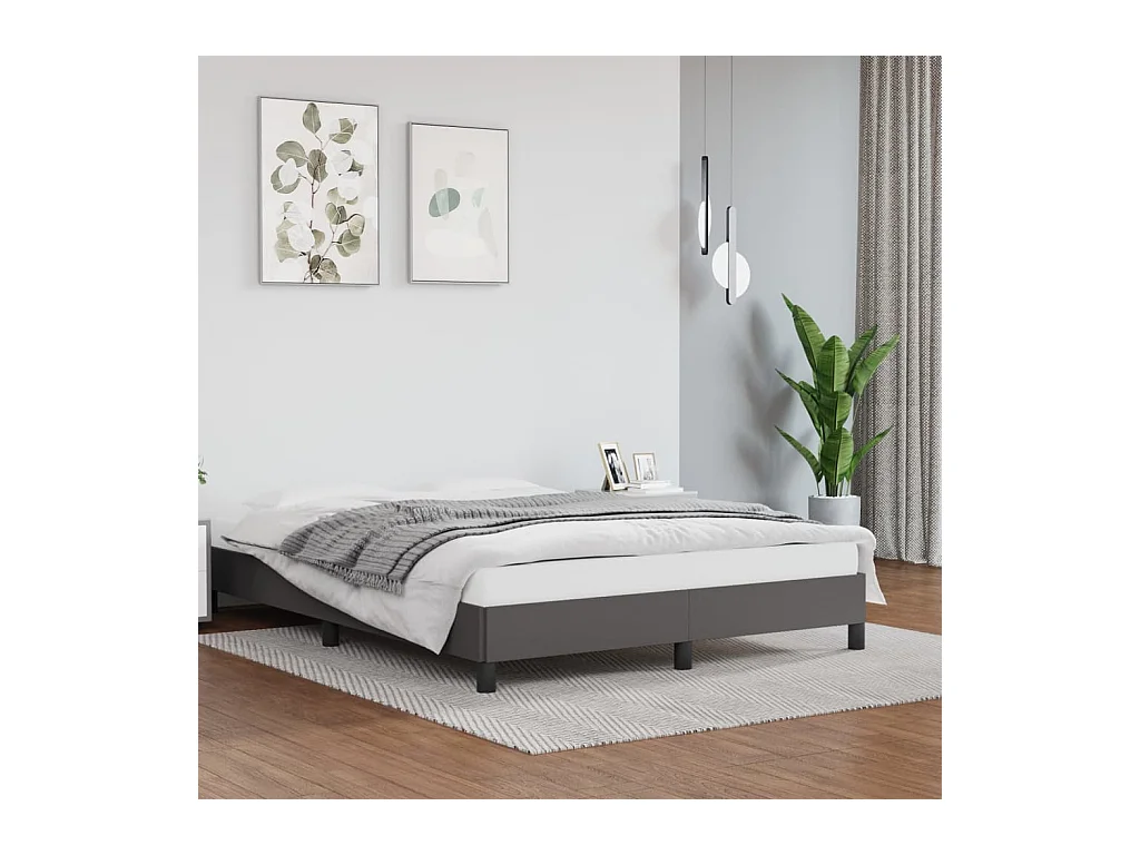 Lit double | Lit adulte | Cadre de lit gris 140x190 cm similicuir
