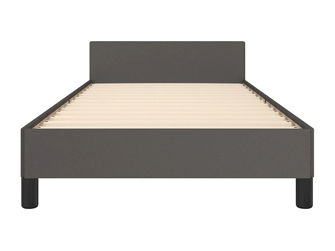Lit simple | Lit adulte, enfant | Cadre de lit gris 90x200 cm similicuir