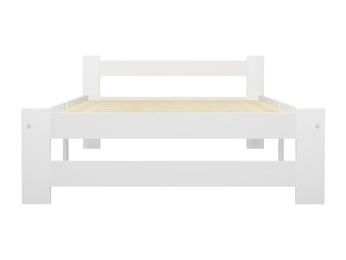 Lit simple | Lit adulte, enfant | Cadre de lit blanc bois de pin massif 90x200 cm