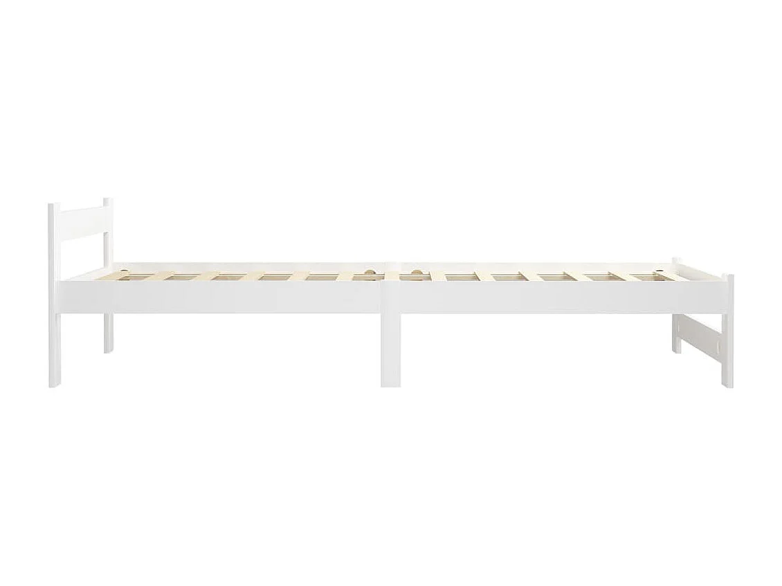 Lit simple | Lit adulte, enfant | Cadre de lit blanc bois de pin massif 90x200 cm