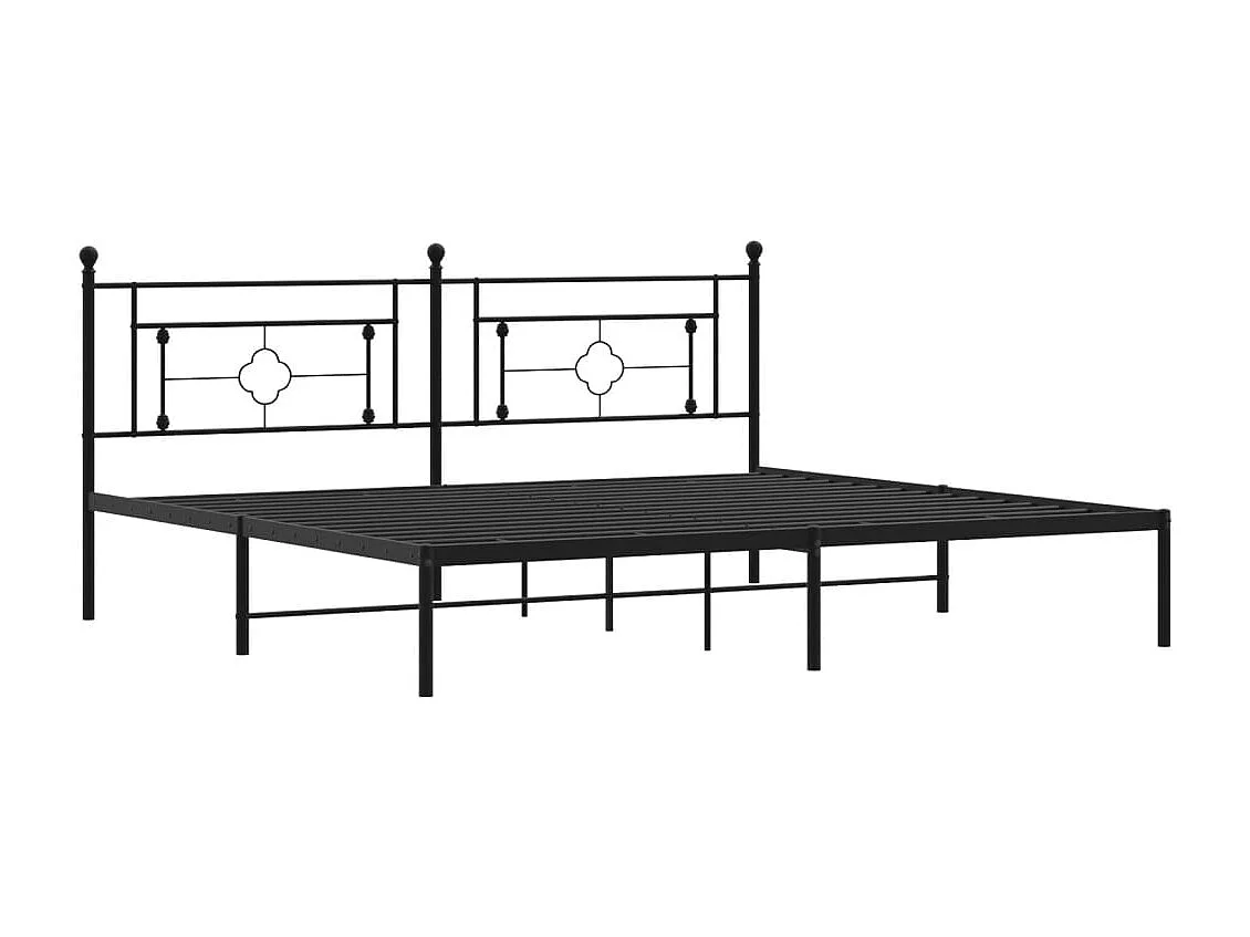 Lit double | Lit adulte | Cadre de lit métal avec tête de lit noir 200x200cm