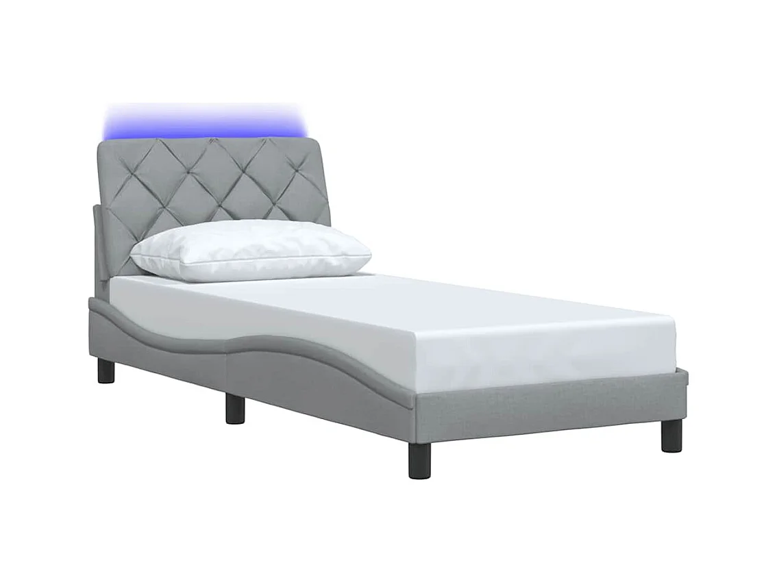 Letto per adulti | Letto singolo | Giroletto con LED senza Materasso Grigio Chiaro 90x200 cm