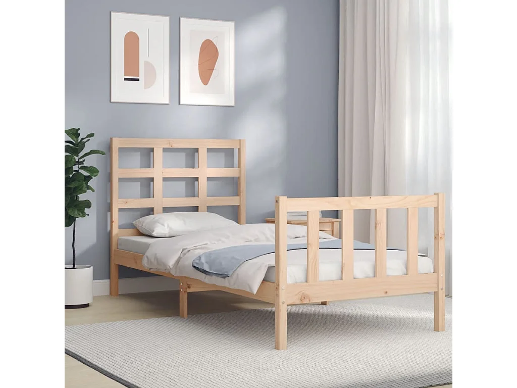 Lit simple | Lit adulte, enfant | Cadre de lit 90x200 cm bois de pin massif