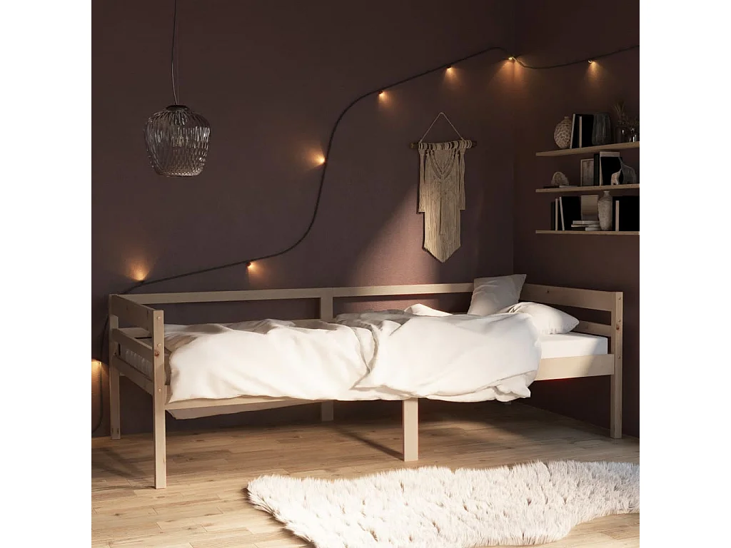Lit simple | Lit adulte, enfant | Cadre de lit bois de pin massif 90x200 cm
