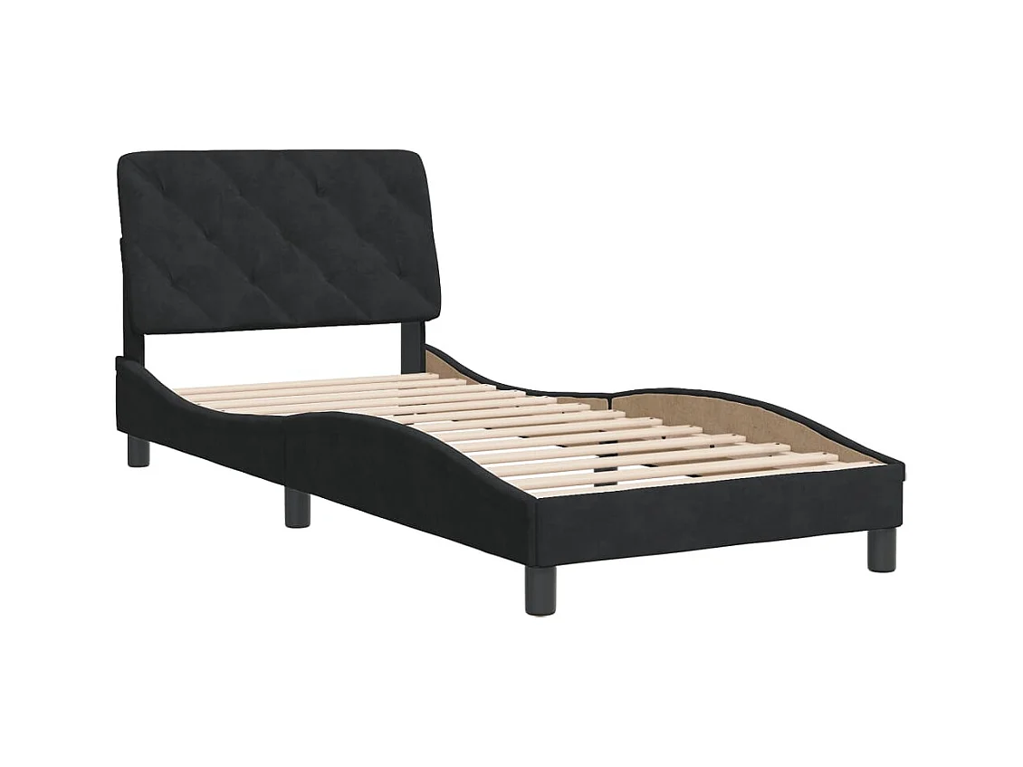Lit simple | Lit adulte, enfant | Cadre de lit noir 90x200 cm velours